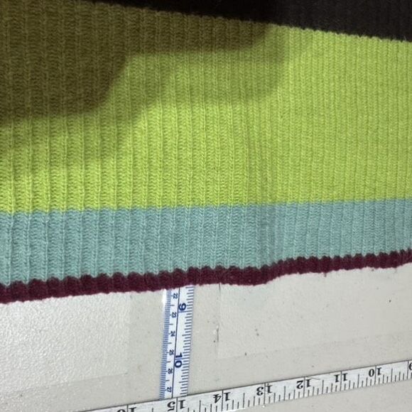 Vintage Y2K Lambswool & Angora Rainbow Striped Fringe‎ Winter Scarf Colorful - Picture 13 of 15